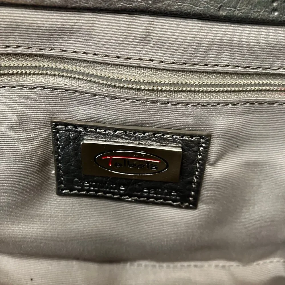 Talbot's Metallic Silver Gray Leather Clutch Evening Purse With Shoulder Strap